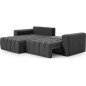 Canapé d'angle convertible en velours luxe 5 places et coffre, gris foncé, angle gauche (vu de face) BONO Canapé d'angle convertible en velours luxe 5 places et coffre, gris foncé, angle gauche (vu de face) BONO