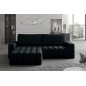 - Canapé d'angle convertible en velours luxe 5 places et coffre, noir, angle gauche (vu de face) BONO - Canapé d'angle convertible en velours luxe 5 places et coffre, noir, angle gauche (vu de face) BONO