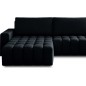 - Canapé d'angle convertible en velours luxe 5 places et coffre, noir, angle gauche (vu de face) BONO - Canapé d'angle convertible en velours luxe 5 places et coffre, noir, angle gauche (vu de face) BONO