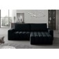 Canapé d'angle convertible en velours luxe 5 places, coffre, noir, angle droit (vu de face), BONO
