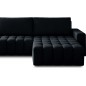 Canapé d'angle convertible en velours luxe 5 places, coffre, noir, angle droit (vu de face), BONO