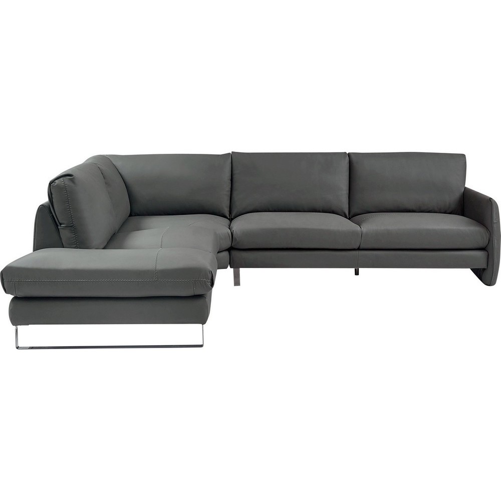 - Canapé d'angle en cuir italien 7 places CHARLES, gris foncé, angle gauche - Canapé d'angle en cuir italien 7 places CHARLES, gris foncé, angle gauche