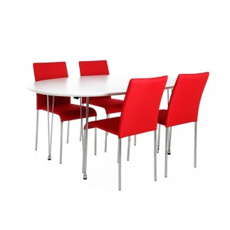 Table à manger design laqué blanc à rallonges, BESINA