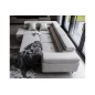 Canapé d'angle convertible en tissu luxe 5 places, ANNECY, couleur gris clair, angle gauche