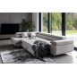Canapé d'angle convertible en tissu luxe 5 places, ANNECY, couleur gris clair, angle gauche