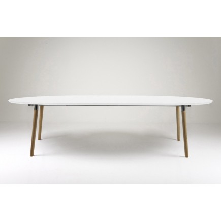 Table à manger design laqué blanc à rallonges, BELLA