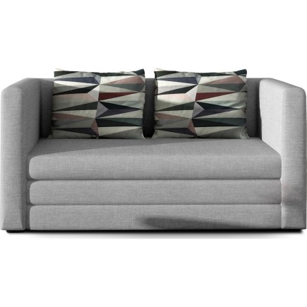 Canapé 2 places convertible - GRIS - en tissu de qualité luxe, NELSON