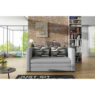 Canapé 2 places convertible - GRIS - en tissu de qualité luxe, NELSON