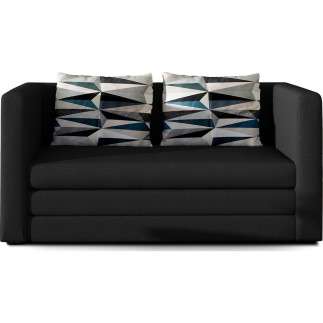 Canapé 2 places convertible - NOIR - en tissu de qualité luxe, NELSON
