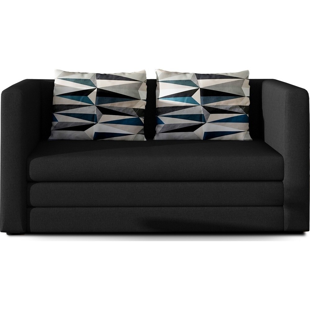 Canapé 2 places convertible - NOIR - en tissu de qualité luxe, NELSON Canapé 2 places convertible - NOIR - en tissu de qualité luxe, NELSON