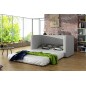 Canapé 2 places convertible - NOIR - en tissu de qualité luxe, NELSON Canapé 2 places convertible - NOIR - en tissu de qualité luxe, NELSON