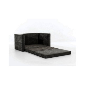 Canapé 2 places convertible - NOIR - en tissu de qualité luxe, NELSON