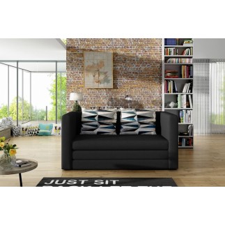 Canapé 2 places convertible - NOIR - en tissu de qualité luxe, NELSON
