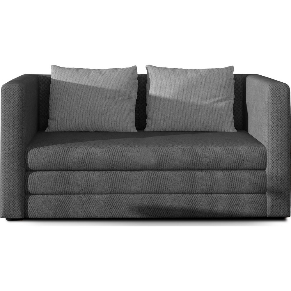 Canapé 2 places convertible - Gris foncé et coussins gris - en tissu de qualité luxe, NELSON Canapé 2 places convertible - Gris foncé et coussins gris - en tissu de qualité luxe, NELSON