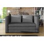 Canapé 2 places convertible - Gris foncé et coussins gris - en tissu de qualité luxe, NELSON Canapé 2 places convertible - Gris foncé et coussins gris - en tissu de qualité luxe, NELSON