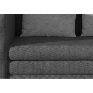 Canapé 2 places convertible - Gris foncé et coussins gris - en tissu de qualité luxe, NELSON