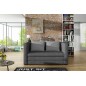 Canapé 2 places convertible - Gris foncé et coussins gris - en tissu de qualité luxe, NELSON Canapé 2 places convertible - Gris foncé et coussins gris - en tissu de qualité luxe, NELSON