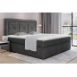 Ensemble boxspring complet tête de lit + sommiers + matelas + surmatelas IDYLLE - tissu luxe gris foncé - 140x200 cm Ensemble boxspring complet tête de lit + sommiers + matelas + surmatelas IDYLLE - tissu luxe gris foncé - 140x200 cm