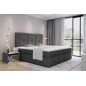 Ensemble boxspring complet tête de lit + sommiers + matelas + surmatelas IDYLLE - tissu luxe gris foncé - 140x200 cm Ensemble boxspring complet tête de lit + sommiers + matelas + surmatelas IDYLLE - tissu luxe gris foncé - 140x200 cm