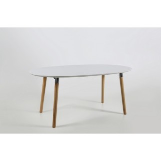 Table à manger design laqué blanc à rallonges, BELLA