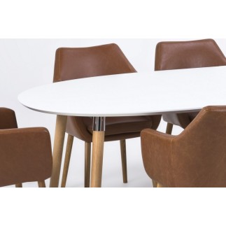 Table à manger design laqué blanc à rallonges, BELLA