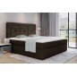 Ensemble boxspring complet tête de lit + sommiers + matelas + surmatelas IDYLLE - tissu luxe chocolat - 180x200 cm