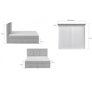 Ensemble boxspring complet tête de lit + sommiers + matelas + surmatelas IDYLLE - tissu luxe chocolat - 180x200 cm