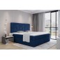 Ensemble boxspring complet tête de lit + sommiers + matelas + surmatelas IDYLLE - velours luxe bleu - 180x200 cm Ensemble boxspring complet tête de lit + sommiers + matelas + surmatelas IDYLLE - velours luxe bleu - 180x200 cm