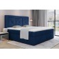 Ensemble boxspring complet tête de lit + sommiers + matelas + surmatelas IDYLLE - velours luxe bleu - 160x200 cm