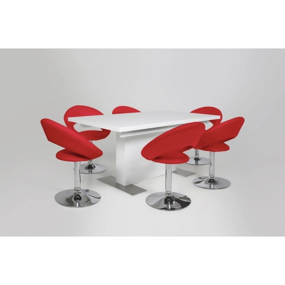 Table à manger design laqué blanc à rallonges, BRUNI Table à manger design laqué blanc à rallonges, BRUNI