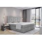 Ensemble boxspring complet tête de lit + sommiers + matelas + surmatelas IDYLLE - velours luxe gris - 140x200 cm Ensemble boxspring complet tête de lit + sommiers + matelas + surmatelas IDYLLE - velours luxe gris - 140x200 cm