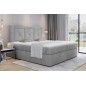 Ensemble boxspring complet tête de lit + sommiers + matelas + surmatelas IDYLLE - velours luxe GRIS - 160x200 cm