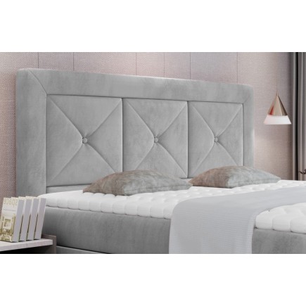 Ensemble boxspring complet tête de lit + sommiers + matelas + surmatelas IDYLLE - velours luxe GRIS - 160x200 cm