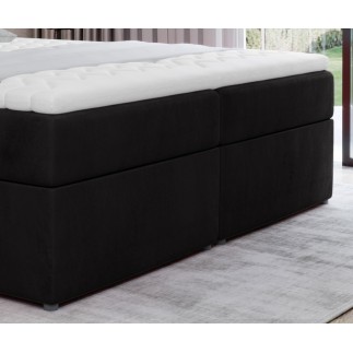 Ensemble boxspring complet tête de lit + sommiers + matelas + surmatelas IDYLLE - velours luxe noir - 160x200 cm