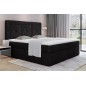 Ensemble boxspring complet tête de lit + sommiers + matelas + surmatelas IDYLLE - velours luxe noir - 180x200 cm