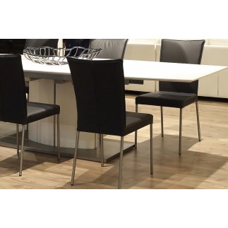 Table à manger design laqué blanc mat à rallonges, CANADA