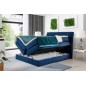 Ensemble boxspring complet tête de lit + sommiers + matelas + surmatelas MIRO tissu luxe gris - 180x200 cm
