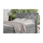 Ensemble boxspring complet tête de lit + sommiers + matelas + surmatelas MIRO tissu luxe gris - 180x200 cm