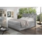 Ensemble boxspring complet tête de lit + sommiers + matelas + surmatelas MIRO tissu luxe gris - 180x200 cm