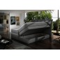 Ensemble boxspring complet tête de lit + sommiers + matelas + surmatelas MIRO tissu luxe gris foncé - 140x200 cm Ensemble boxspring complet tête de lit + sommiers + matelas + surmatelas MIRO tissu luxe gris foncé - 140x200 cm