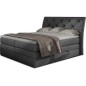 Ensemble boxspring complet tête de lit + sommiers + matelas + surmatelas MIRO tissu luxe gris foncé - 160x200 cm Ensemble boxspring complet tête de lit + sommiers + matelas + surmatelas MIRO tissu luxe gris foncé - 160x200 cm