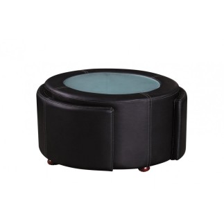 Table basse en cuir italien MARCY, noir
