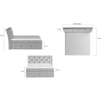 Ensemble boxspring complet tête de lit + sommiers + matelas + surmatelas MIRO en simili blanc - 140x200 cm