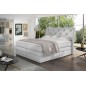 Ensemble boxspring complet tête de lit + sommiers + matelas + surmatelas MIRO en simili blanc - 160x200 cm Ensemble boxspring complet tête de lit + sommiers + matelas + surmatelas MIRO en simili blanc - 160x200 cm