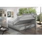 Ensemble boxspring complet tête de lit + sommiers + matelas + surmatelas MIRO en simili blanc - 180x200 cm Ensemble boxspring complet tête de lit + sommiers + matelas + surmatelas MIRO en simili blanc - 180x200 cm