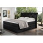 Ensemble boxspring complet tête de lit + sommiers + matelas + surmatelas MIRO tissu luxe noir - 180x200 cm Ensemble boxspring complet tête de lit + sommiers + matelas + surmatelas MIRO tissu luxe noir - 180x200 cm