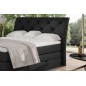 Ensemble boxspring complet tête de lit + sommiers + matelas + surmatelas MIRO tissu luxe noir - 180x200 cm Ensemble boxspring complet tête de lit + sommiers + matelas + surmatelas MIRO tissu luxe noir - 180x200 cm