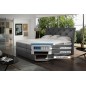 Ensemble boxspring complet tête de lit + sommiers + matelas + surmatelas MIRO tissu luxe noir - 140x200 cm Ensemble boxspring complet tête de lit + sommiers + matelas + surmatelas MIRO tissu luxe noir - 140x200 cm