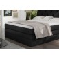 Ensemble boxspring complet tête de lit + sommiers + matelas + surmatelas MIRO tissu luxe noir - 160x200 cm Ensemble boxspring complet tête de lit + sommiers + matelas + surmatelas MIRO tissu luxe noir - 160x200 cm