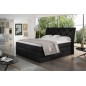 Ensemble boxspring complet tête de lit + sommiers + matelas + surmatelas MIRO tissu luxe noir - 160x200 cm Ensemble boxspring complet tête de lit + sommiers + matelas + surmatelas MIRO tissu luxe noir - 160x200 cm